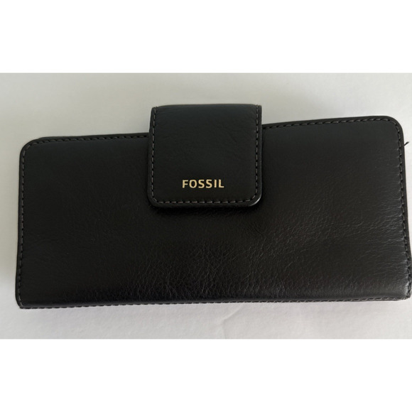 NWT Fossil Madison Clutch Black Slim Wallet MSRP $68.00 - Picture 1 of 4